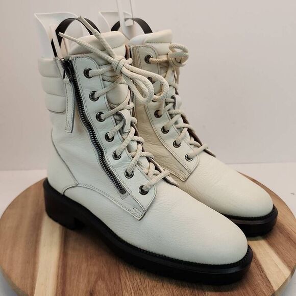 AQUATALIA LAILA WATER RESISTANT ZIP BOOTIE OFF WHITE LEATHER 6 M - Picture 3 of 12